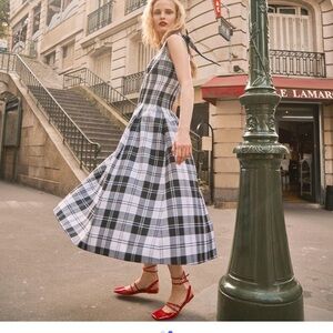 NWT Hunter Bell Braden Plaid Black and White Dress